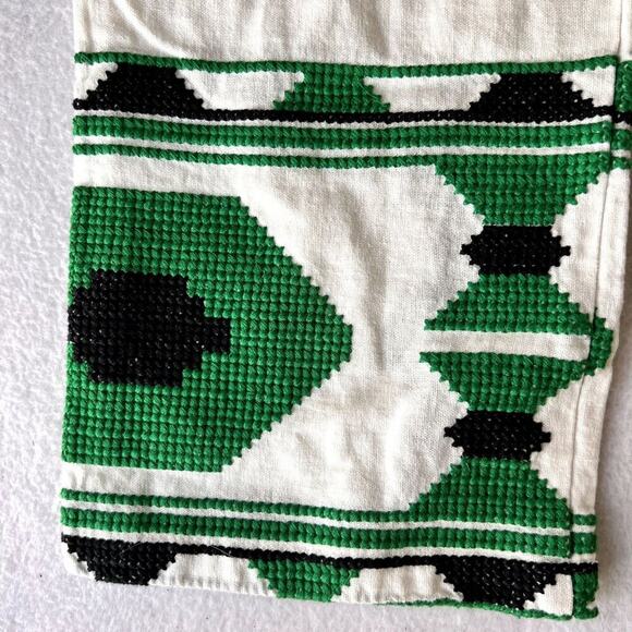 Zara Pants Womens High Rise X-Small Embroidered White Green Linen Blend - Picture 8 of 13